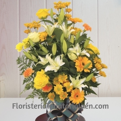 Ramo Funerario tonos Amarillos Jaén, Enviar Flores Tanatorios